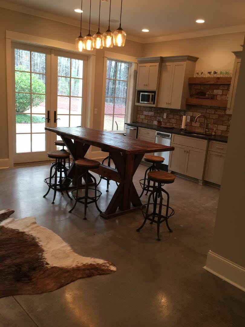 kitchen with freshly refinished concreate