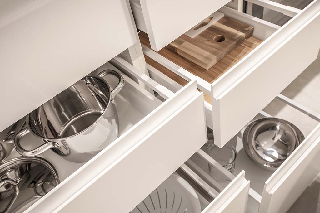 Kitchen drawers after refinishing