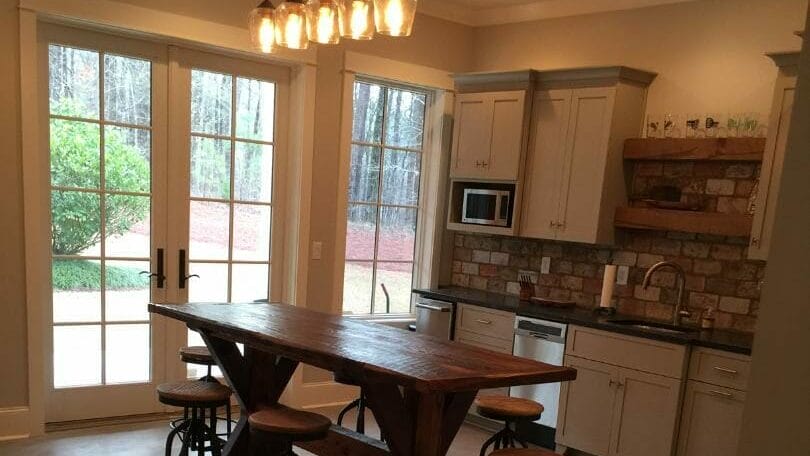 kitchen with freshly refinished concreate