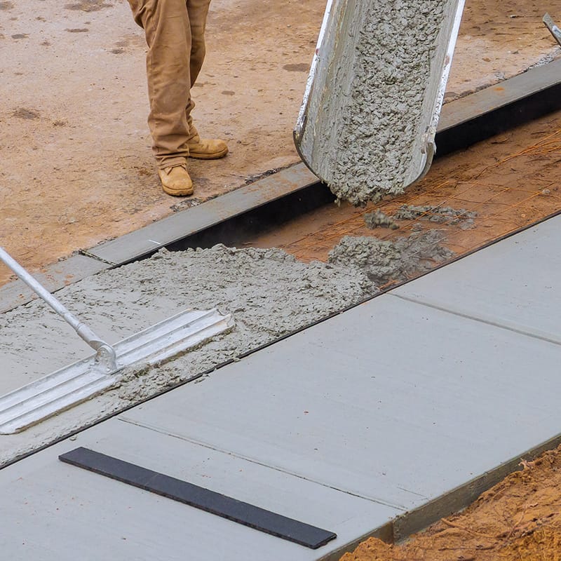 concrete truck with pouring cement
